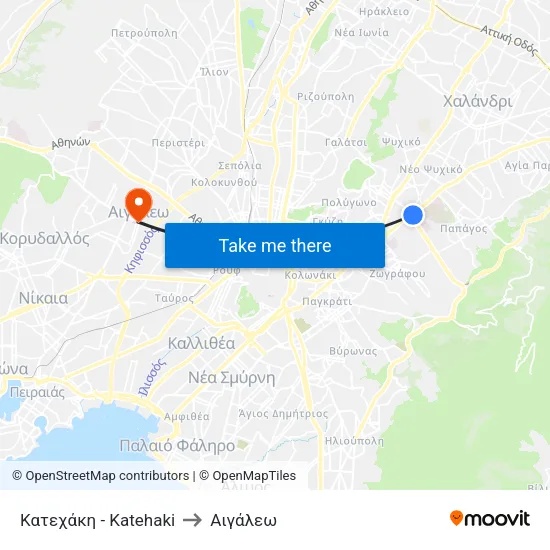 Κατεχάκη - Katehaki to Αιγάλεω map