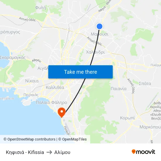 Κηφισιά - Kifissia to Αλίμου map