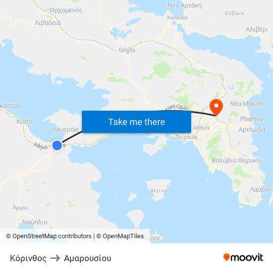 Κόρινθος to Αμαρουσίου map