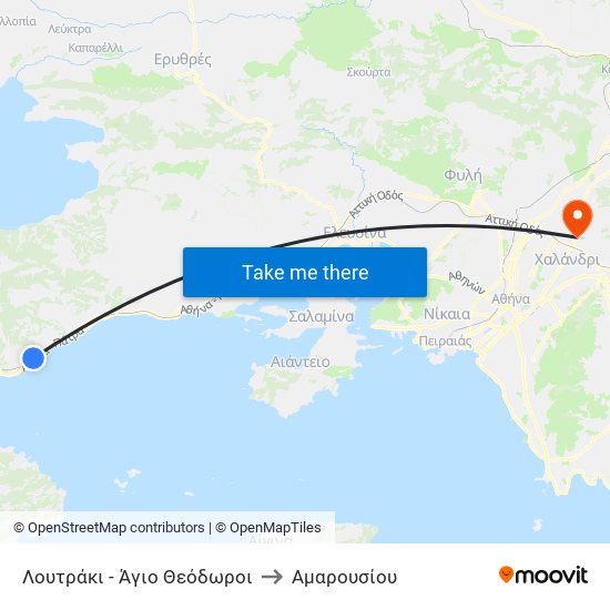 Λουτράκι - Άγιο Θεόδωροι to Αμαρουσίου map