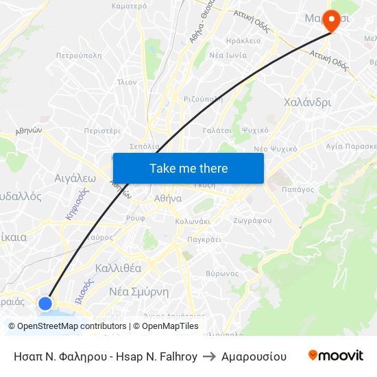 Ησαπ Ν. Φαληρου - Hsap N. Falhroy to Αμαρουσίου map