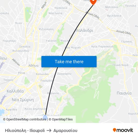 Ηλιούπολη - Ilioupoli to Αμαρουσίου map