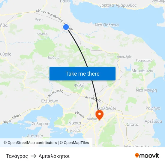 Τανάγρας to Αμπελόκηποι map