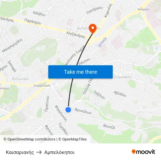 Καισαριανής to Αμπελόκηποι map