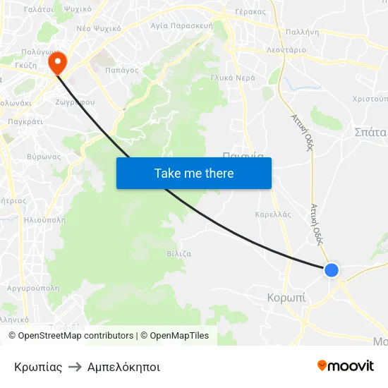 Κρωπίας to Αμπελόκηποι map