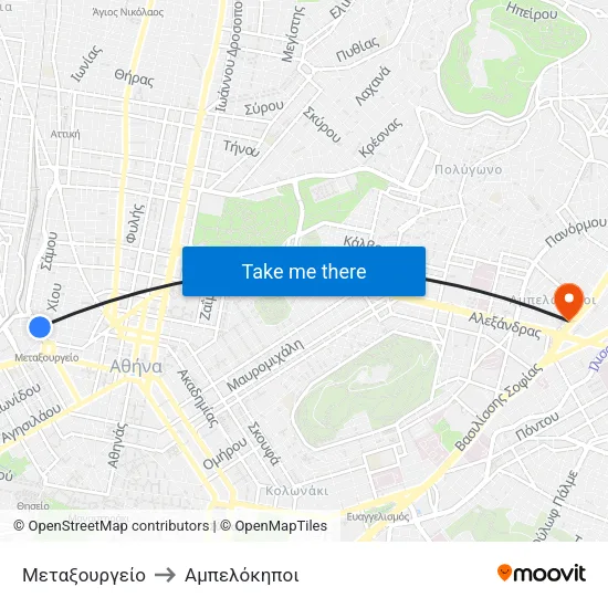 Μεταξουργείο to Αμπελόκηποι map
