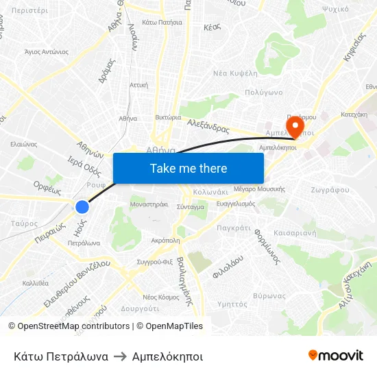 Κάτω Πετράλωνα to Αμπελόκηποι map