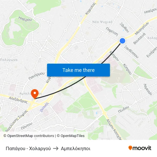 Παπάγου - Χολαργού to Αμπελόκηποι map