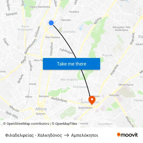 Φιλαδελφείας - Χαλκηδόνος to Αμπελόκηποι map