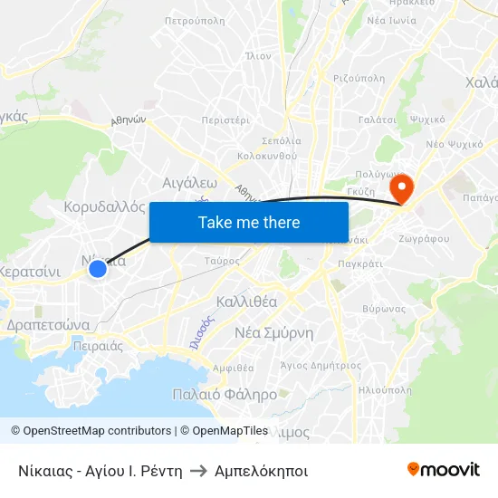 Νίκαιας - Αγίου Ι. Ρέντη to Αμπελόκηποι map