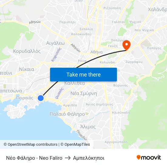 Νέο Φάληρο - Neo Faliro to Αμπελόκηποι map