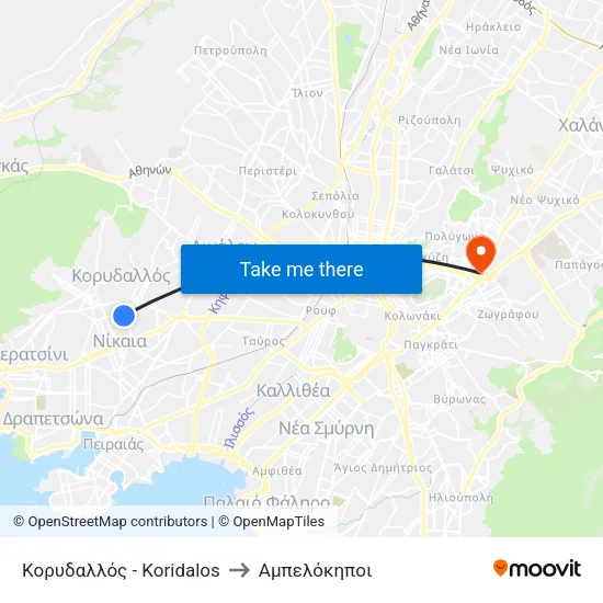 Κορυδαλλός - Koridalos to Αμπελόκηποι map