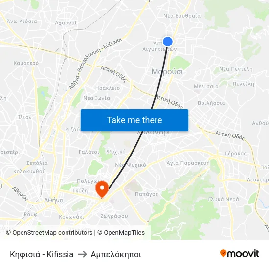 Κηφισιά - Kifissia to Αμπελόκηποι map
