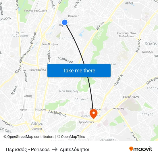 Περισσός - Perissos to Αμπελόκηποι map