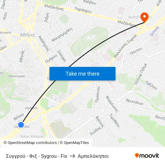 Συγγρού - Φιξ - Sygrou - Fix to Αμπελόκηποι map