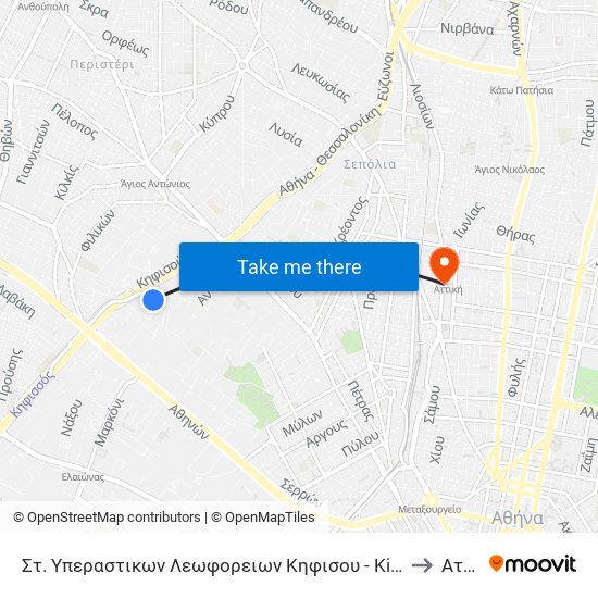 Στ. Υπεραστικων Λεωφορειων Κηφισου - Kifisos Intercity Bus Station to Αττική map