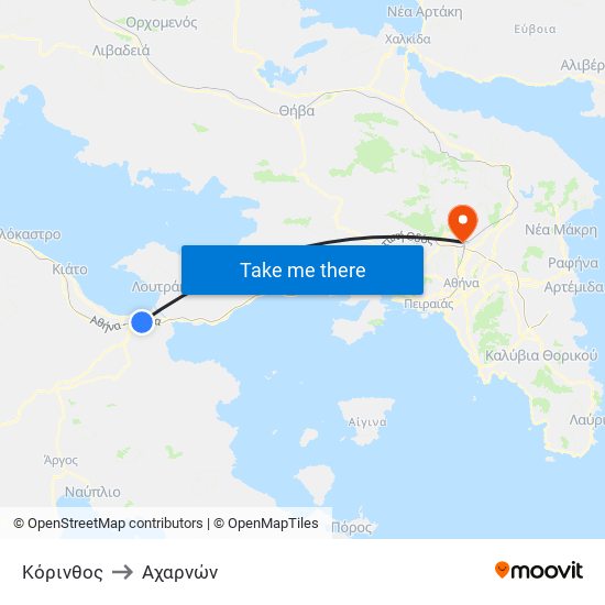 Κόρινθος to Αχαρνών map