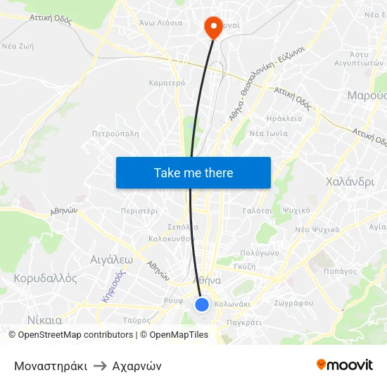 Μοναστηράκι to Αχαρνών map