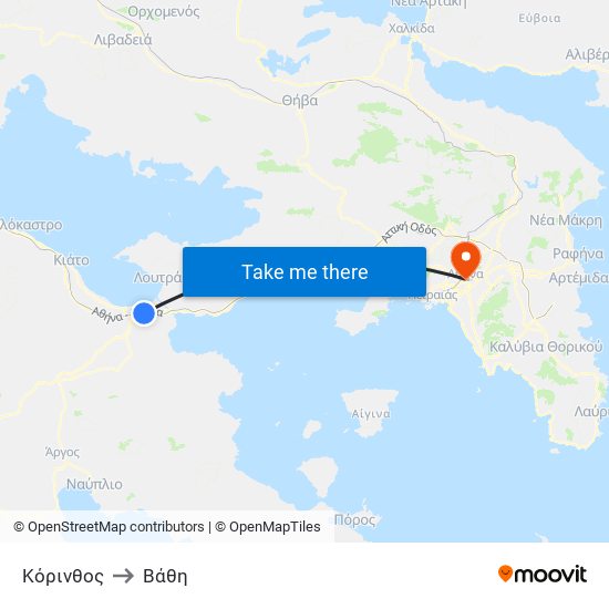 Κόρινθος to Βάθη map