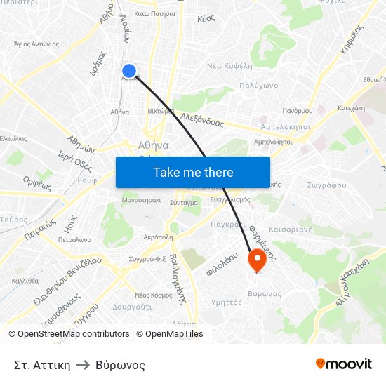 Στ. Αττικη to Βύρωνος map