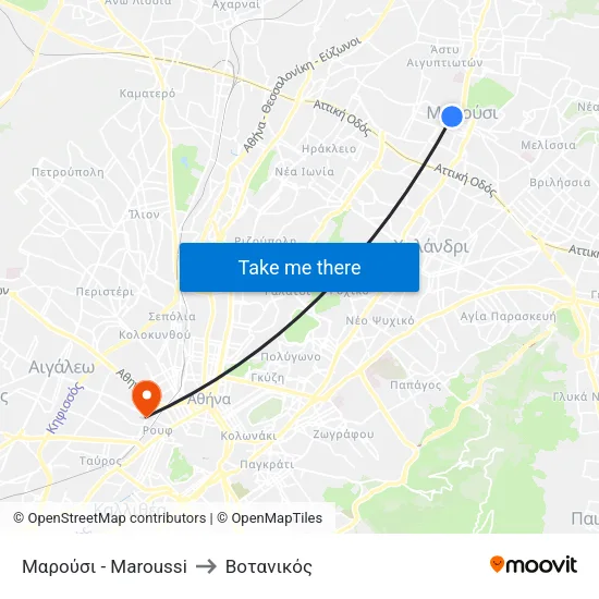 Μαρούσι - Maroussi to Βοτανικός map