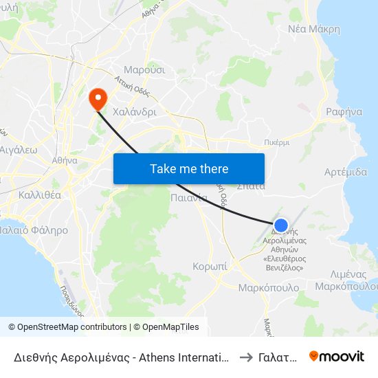 Διεθνής Αερολιμένας - Athens International Airport to Γαλατσίου map