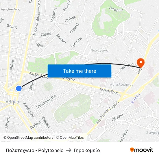 Πολυτεχνειο - Polytexneio to Γηροκομείο map