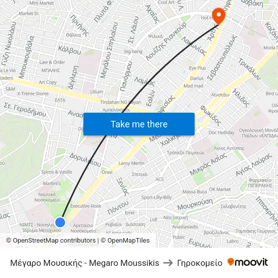 Μέγαρο Μουσικής - Megaro Moussikis to Γηροκομείο map