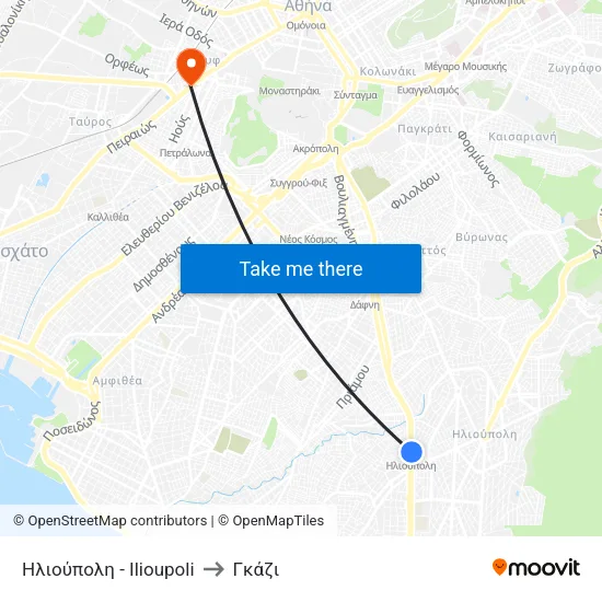 Ηλιούπολη - Ilioupoli to Γκάζι map