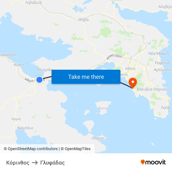 Κόρινθος to Γλυφάδας map