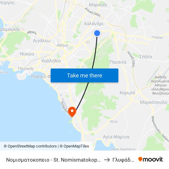 Νομισματοκοπειο - St. Nomismatokopeio to Γλυφάδας map
