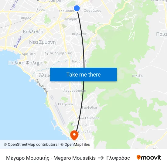 Μέγαρο Μουσικής - Megaro Moussikis to Γλυφάδας map