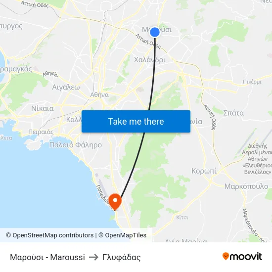 Μαρούσι - Maroussi to Γλυφάδας map