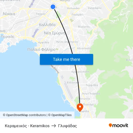 Κεραμεικός - Keramikos to Γλυφάδας map