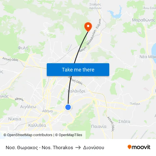 Νοσ. Θωρακος - Nos. Thorakos to Διονύσου map