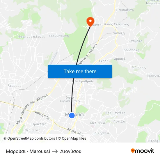Μαρούσι - Maroussi to Διονύσου map