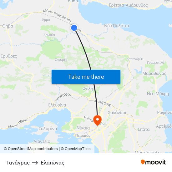 Τανάγρας to Ελαιώνας map