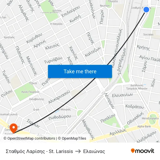Σταθμός Λαρίσης - St. Larissis to Ελαιώνας map