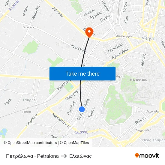 Πετράλωνα - Petralona to Ελαιώνας map