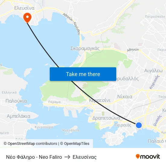 Νέο Φάληρο - Neo Faliro to Ελευσίνας map