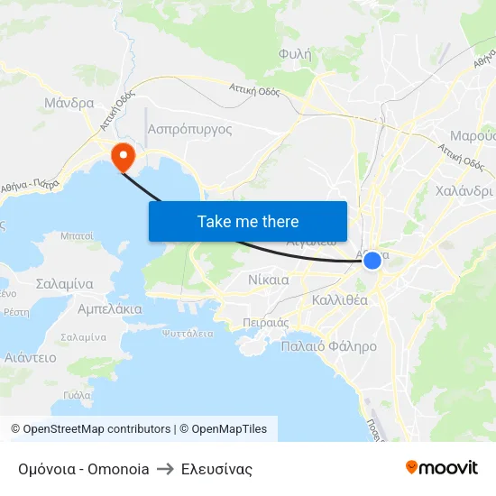 Ομόνοια - Omonoia to Ελευσίνας map