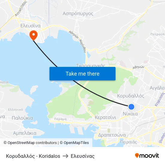 Κορυδαλλός - Koridalos to Ελευσίνας map