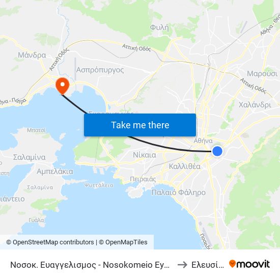 Νοσοκ. Ευαγγελισμος - Nosokomeio Eyaggelismos to Ελευσίνας map