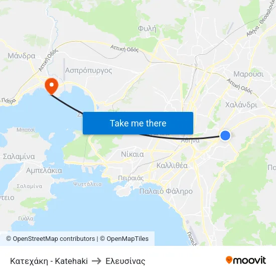 Κατεχάκη - Katehaki to Ελευσίνας map