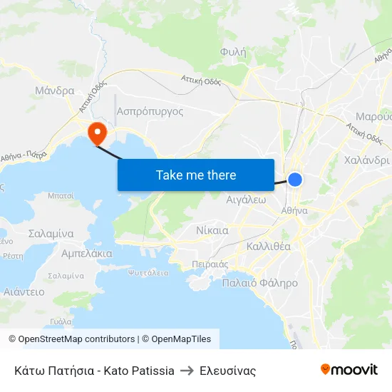 Κάτω Πατήσια - Kato Patissia to Ελευσίνας map