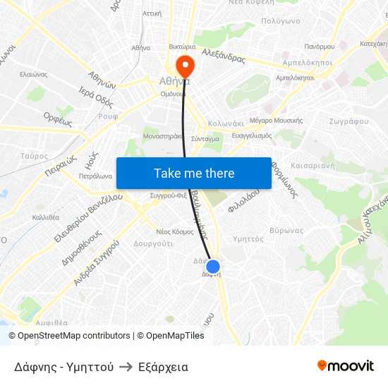 Δάφνης - Υμηττού to Εξάρχεια map
