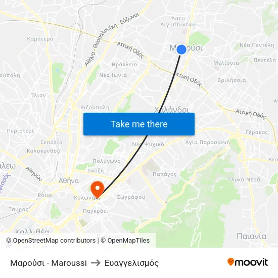 Μαρούσι - Maroussi to Ευαγγελισμός map