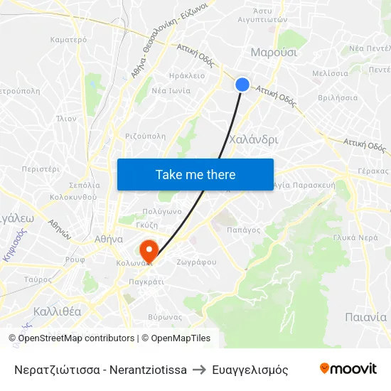 Νερατζιώτισσα - Nerantziotissa to Ευαγγελισμός map