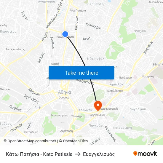 Κάτω Πατήσια - Kato Patissia to Ευαγγελισμός map