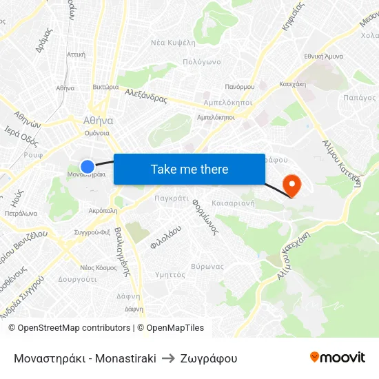 Μοναστηράκι - Monastiraki to Ζωγράφου map